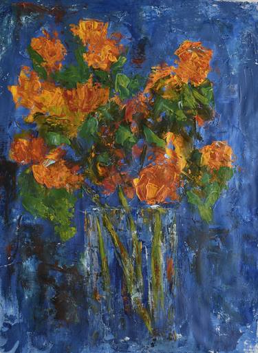 Flowers in a blue room. thumb