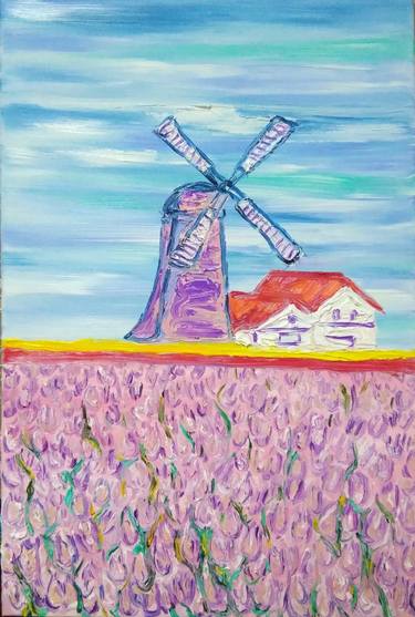 Dutch landscape with a windmill thumb