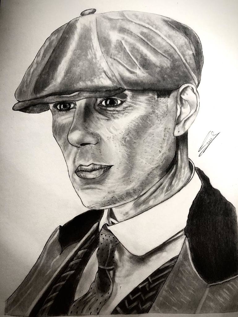 Cillian Murphy As Tommy Shelby In Peaky Blinders Pencil Drawing Print ...