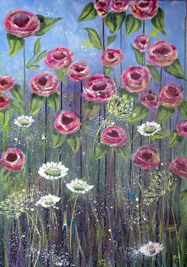 Original Floral Paintings by Evelyne Herbin