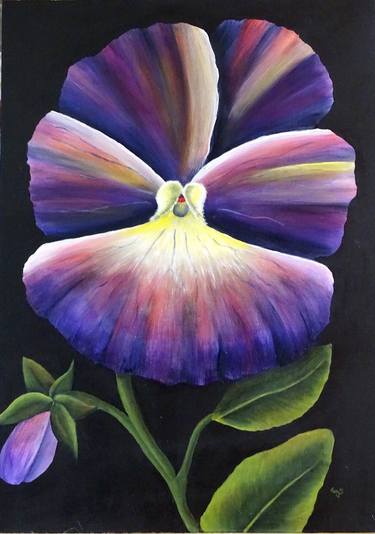 Original Fine Art Floral Paintings by Evelyne Herbin
