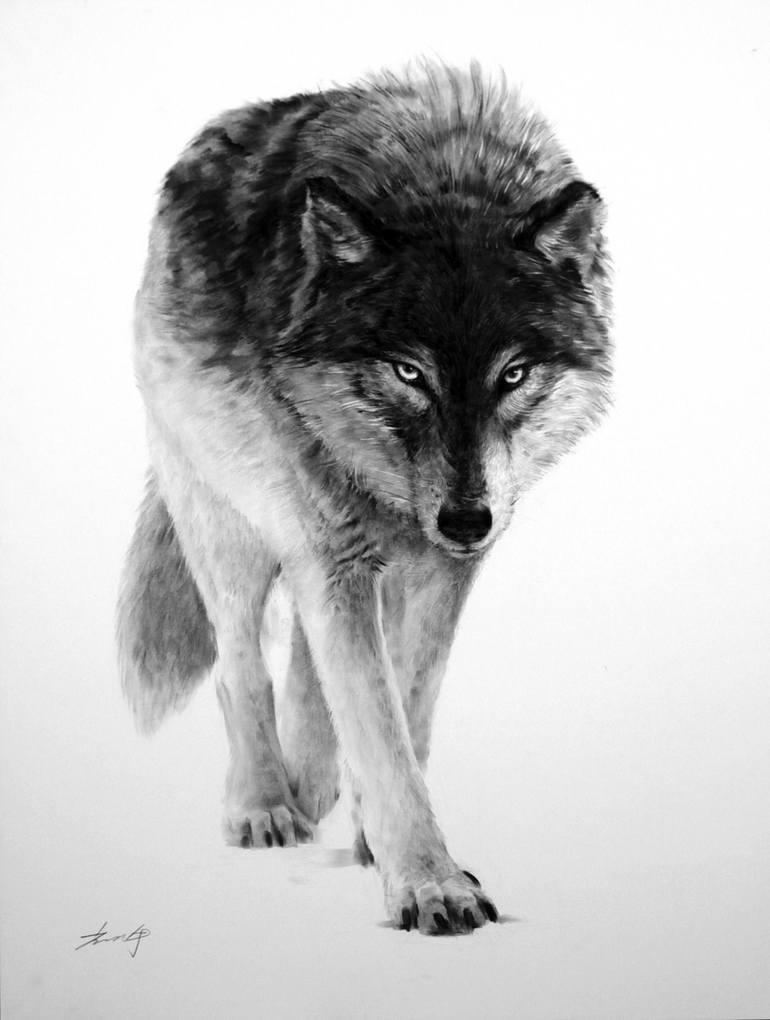 wolf art black and white