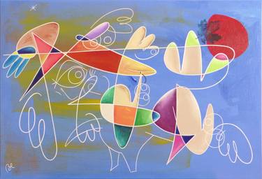 Original Surrealism Dogs Painting by Eric Bourdon