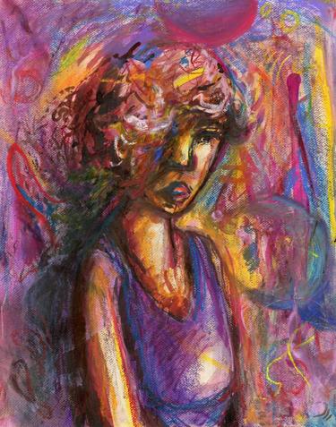 Original Abstract Expressionism Portrait Mixed Media by Jamie Chihuan
