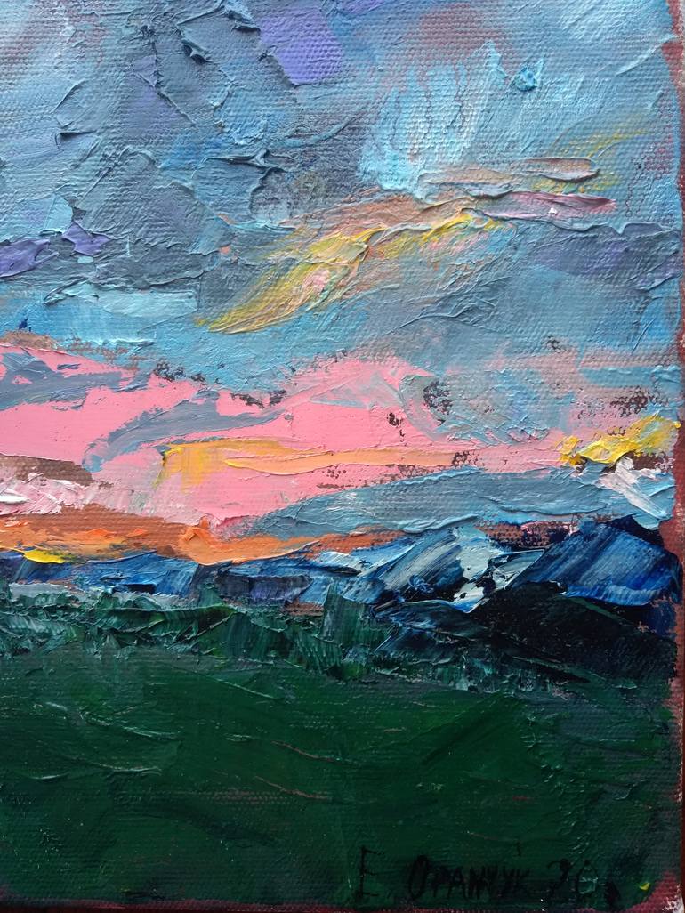 Original Abstract Expressionism Landscape Painting by Ecaterina Oranciuc