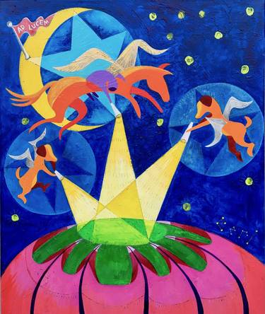 Original Figurative Outer Space Paintings by Pamela Perl