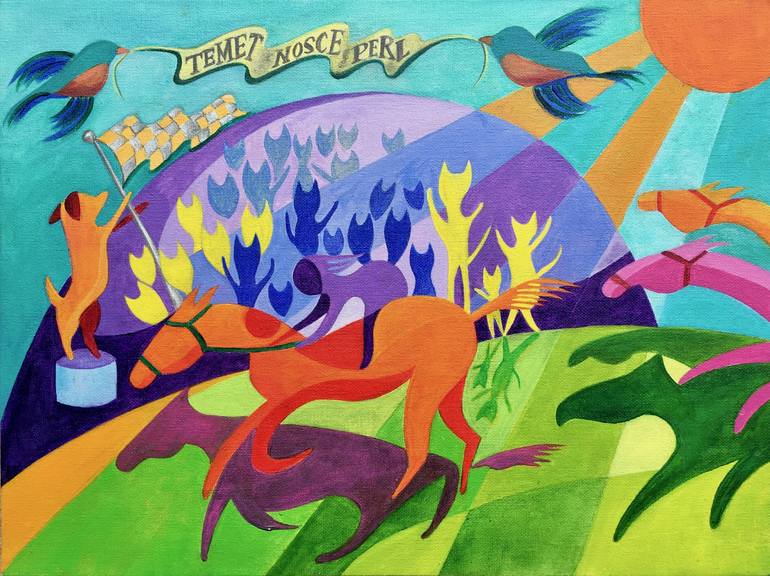 Original Modern Horse Paintings by Pamela Perl