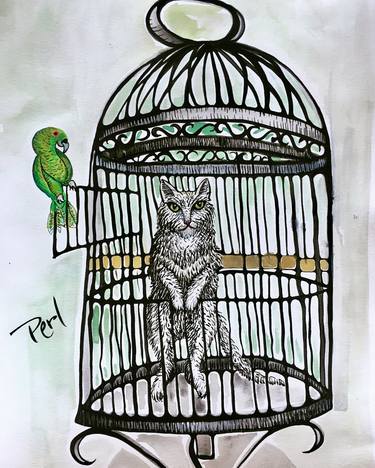 Original Illustration Animal Painting by Pamela Perl