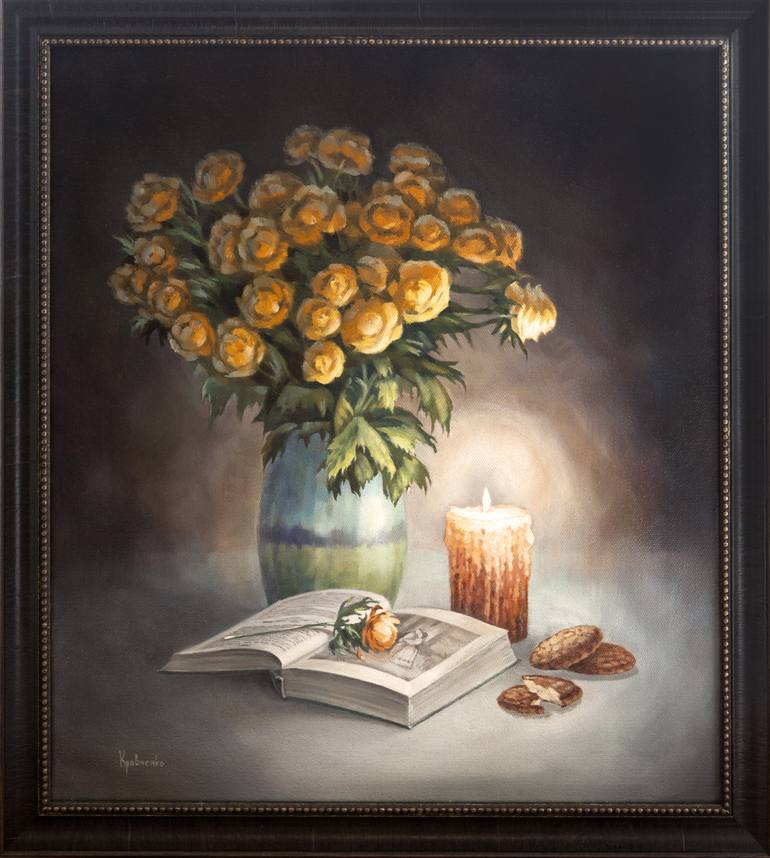 Original Photorealism Still Life Painting by Iuliia Kravchenko