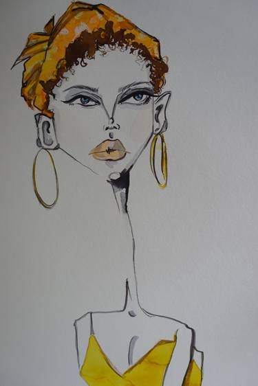 Original Figurative Fashion Drawings by sofia sotiriadou