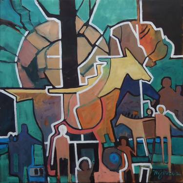 Original Cubism Horse Paintings by Micheal Jones