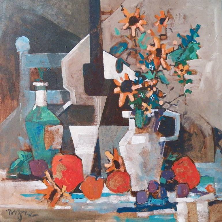 Still Life with a Guitar Painting by Micheal Jones | Saatchi Art