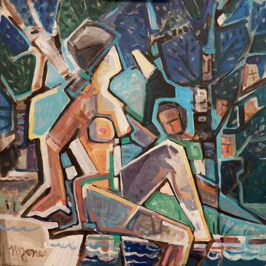 Print of Cubism Nude Paintings by Micheal Jones