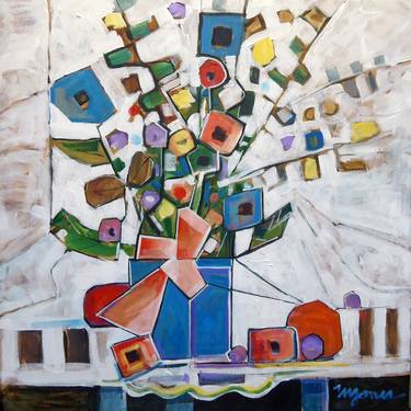 Original Cubism Floral Paintings by Micheal Jones