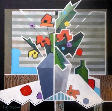 Original Cubism Floral Paintings by Micheal Jones