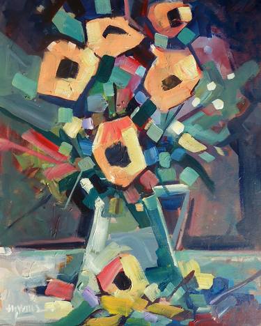 Print of Cubism Floral Paintings by Micheal Jones