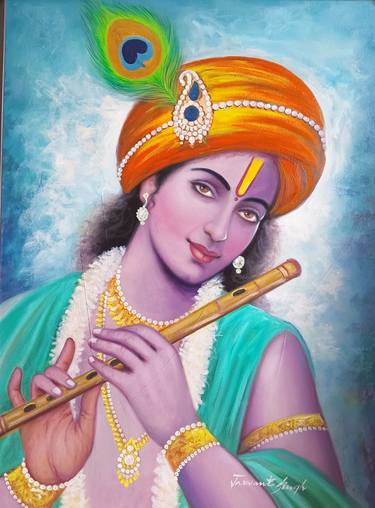 Krishna with golden flute thumb