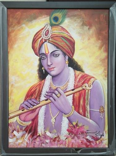 Lord Krishna with Golden flute thumb