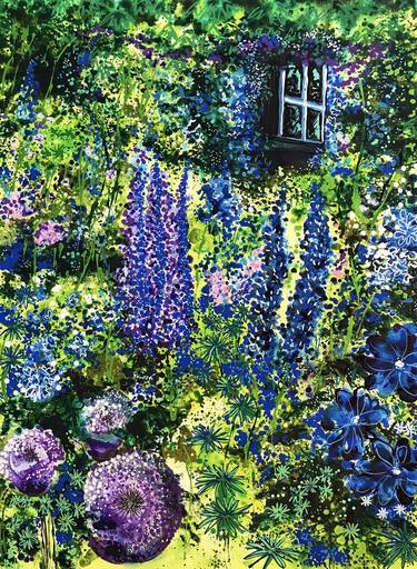 Original Impressionism Garden Paintings by Sally Oasis