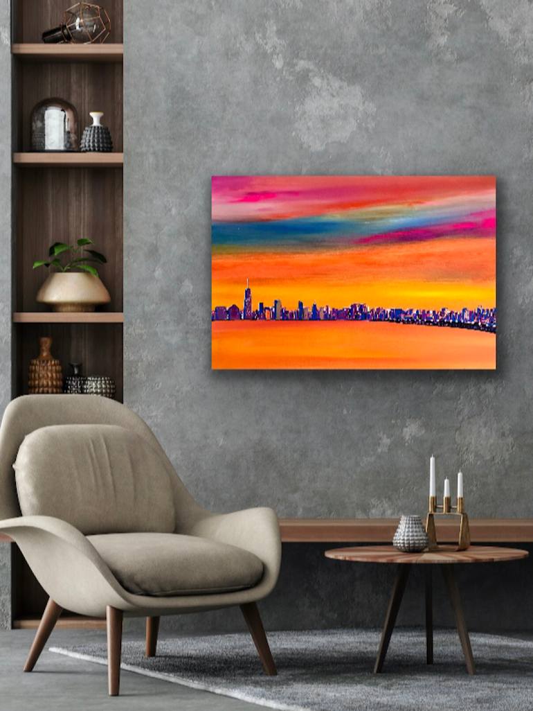 Original Cities Painting by Sally Oasis 