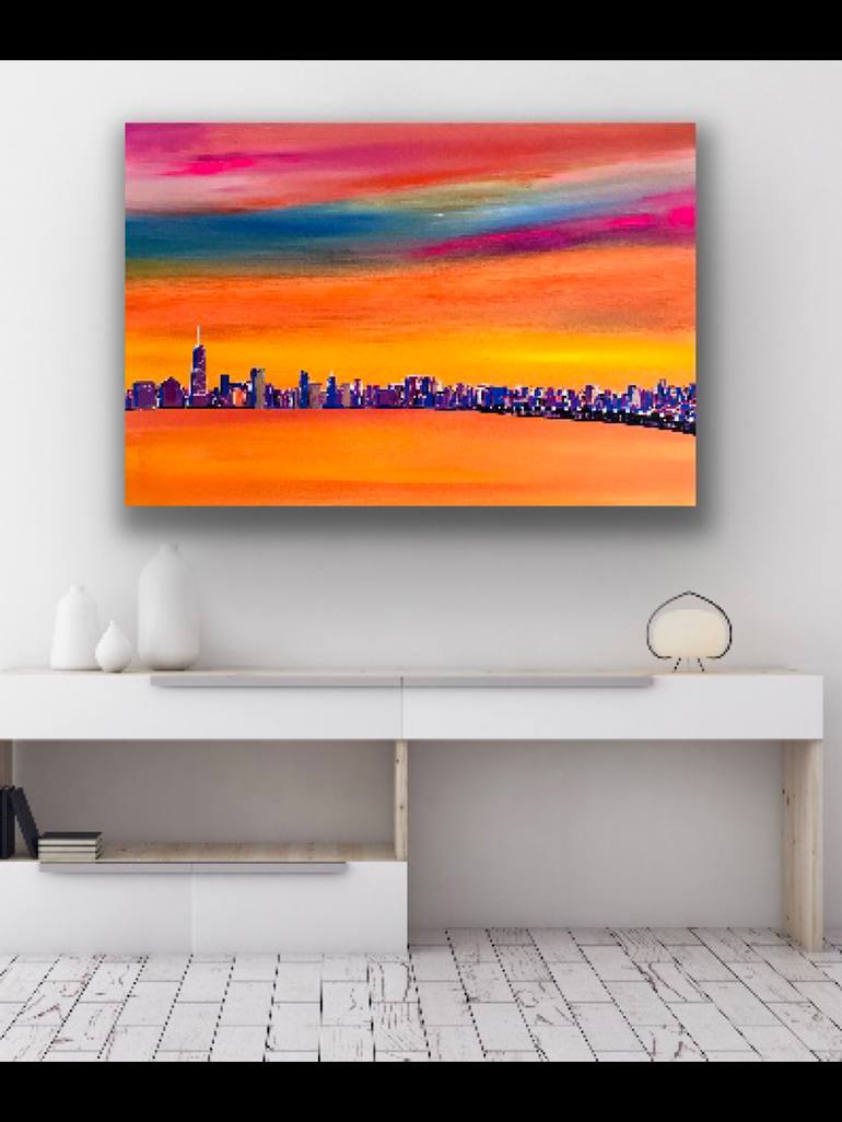 Original Cities Painting by Sally Oasis 