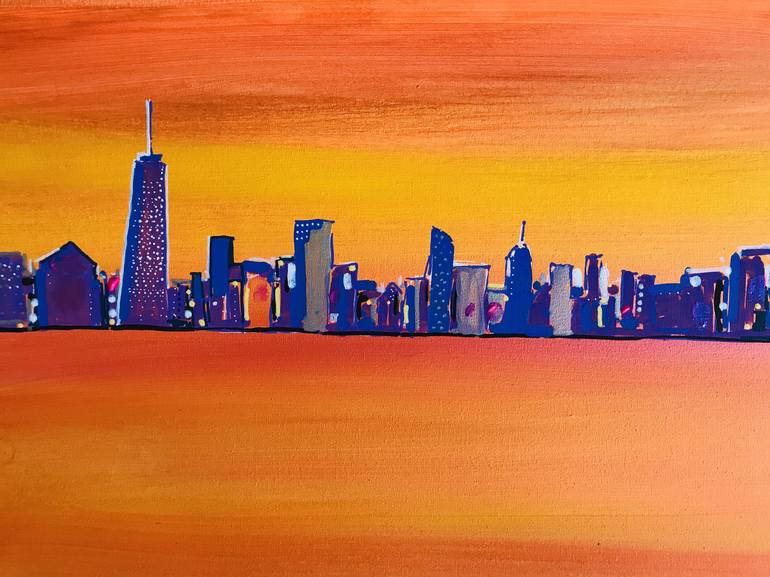 Original Modern Cities Painting by Sally Oasis 