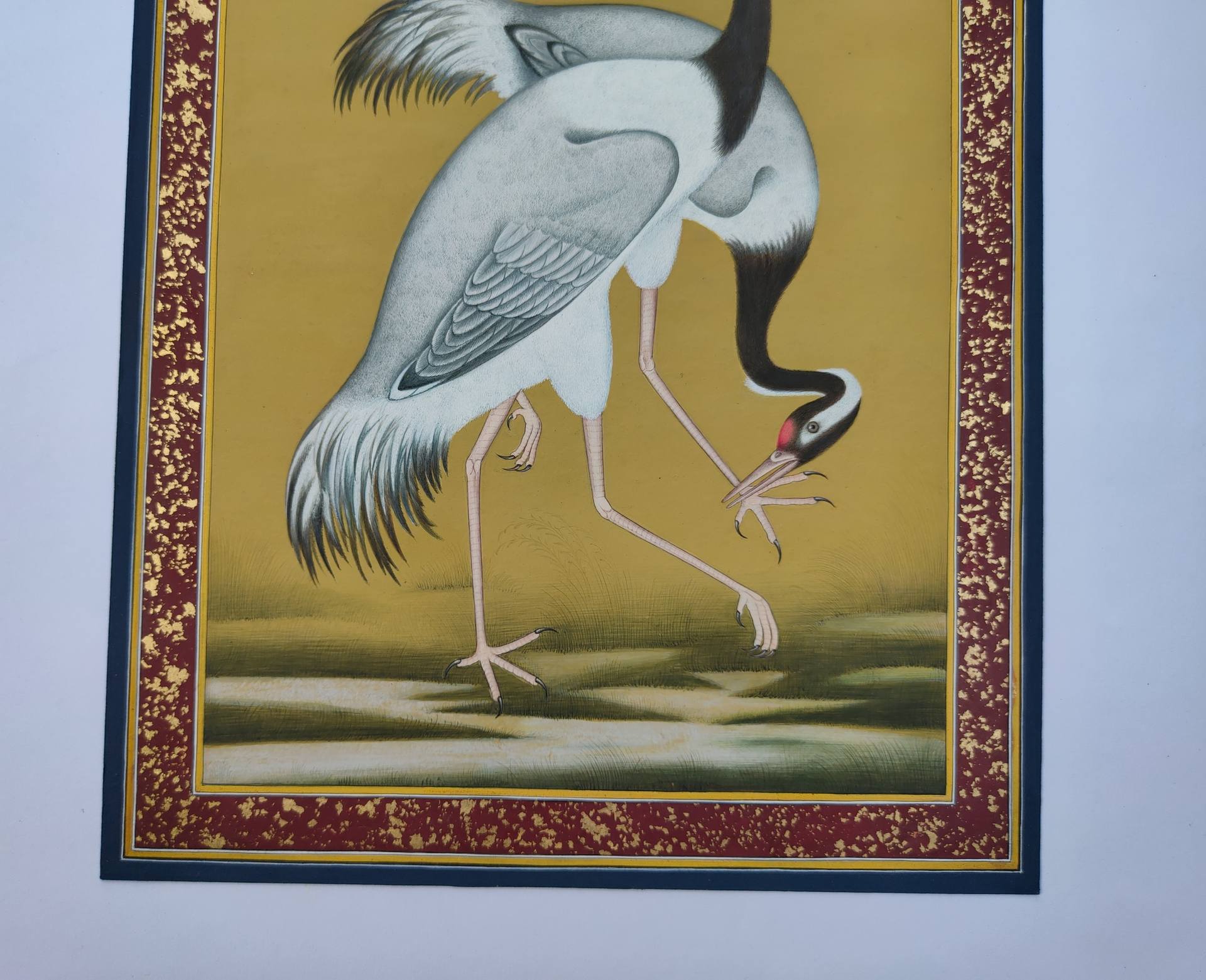 The Crane Bird Handmade Original Art Wall Decor Pair Of Bird Painting By Aditya Saini Saatchi Art