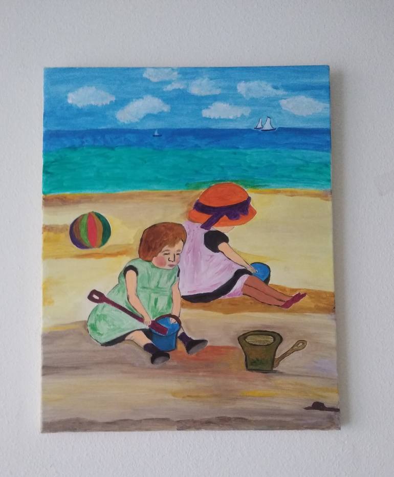 Original Beach Painting by HEMA PADMANABHAN