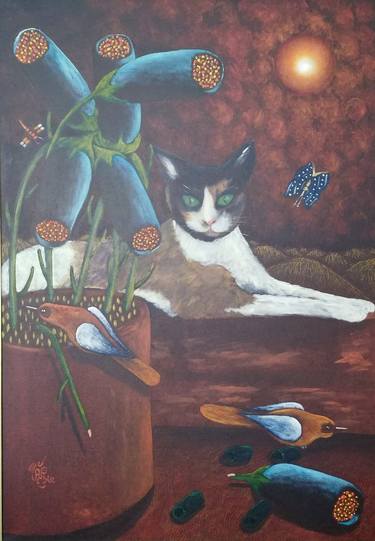 "Gata en el Jardin" - Cat in the Garden (Ref 322) thumb