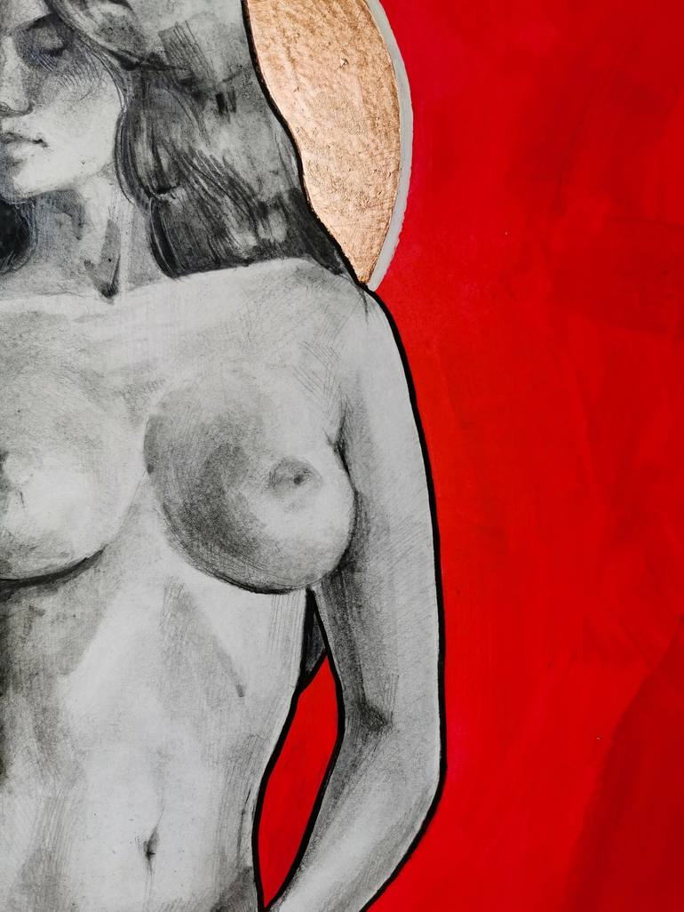 Original Figurative Nude Drawing by Alina Konyk