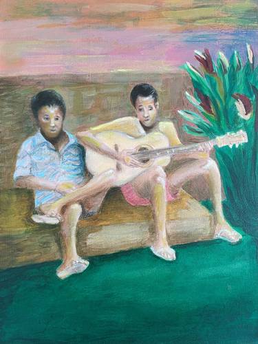 "Pedro e Silvano" - Acrylics and Oil on wood panel - 21 x 29.7 cm thumb