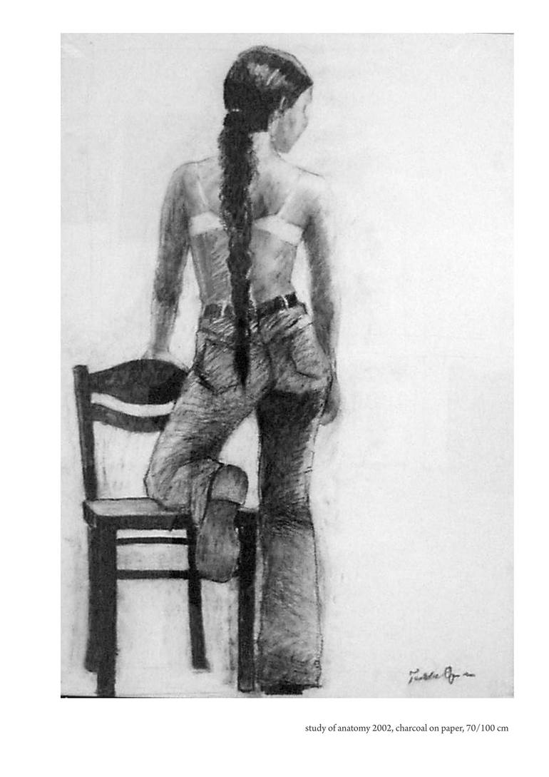 figure drawing (2002) Drawing by Izolda Griner