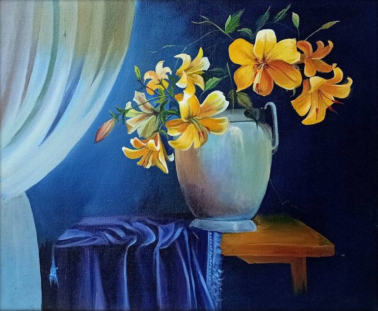 Flower Pot Painting by Vijay bhagatwala Saatchi Art
