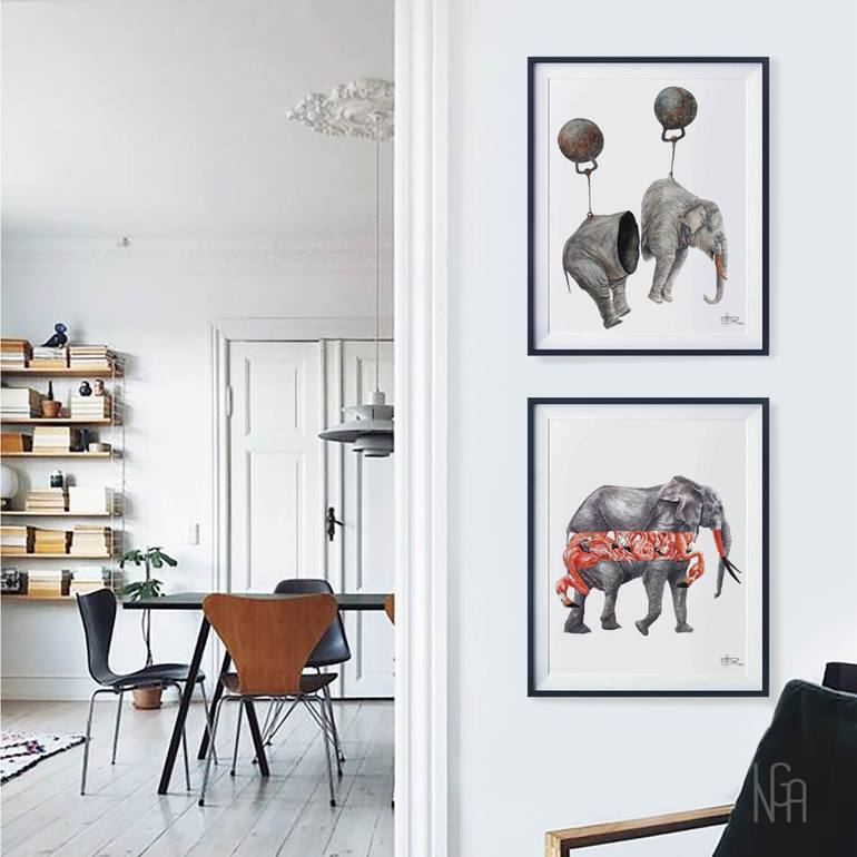 Original Conceptual Animal Painting by Inga Side