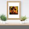 This pop art style painting is sculpted with dehydrated paper mache and painted with acrylics on a wooden support.
What I wanted was to take the famous Charles Chaplin to a painting where his peculiar way of being stands out.
