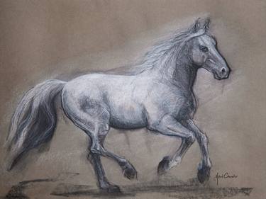 Original Expressionism Horse Drawings by Astrid Chevallier