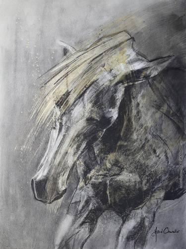 Print of Realism Horse Mixed Media by Astrid Chevallier