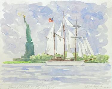Statue of Liberty and Sailing Ship thumb