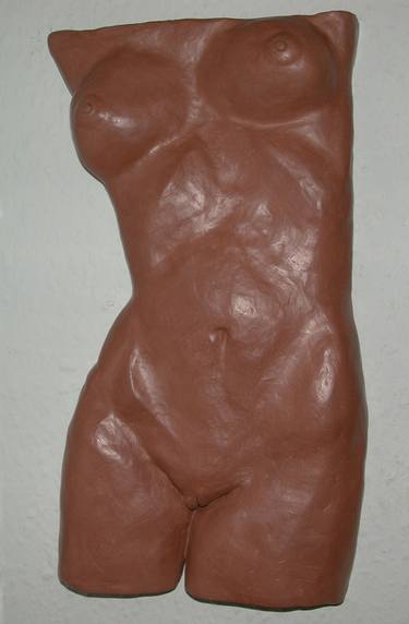 Nude female torso, front, relief thumb