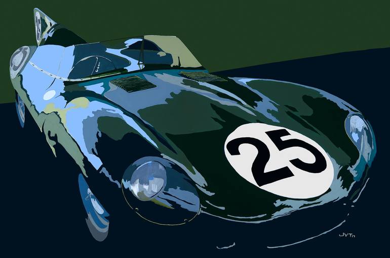 393 RW (1956 Jaguar D-Type) Painting by Jean-Yves Tabourot | Saatchi Art