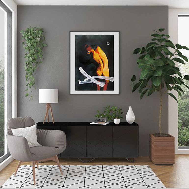 Original Modernism Erotic Mixed Media by Malina Craciun
