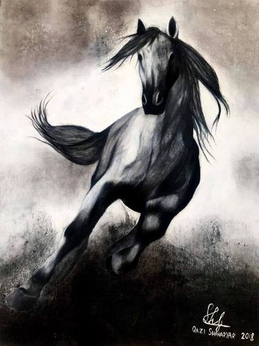 Print of Figurative Horse Paintings by Qazi Shaharyar Akhter