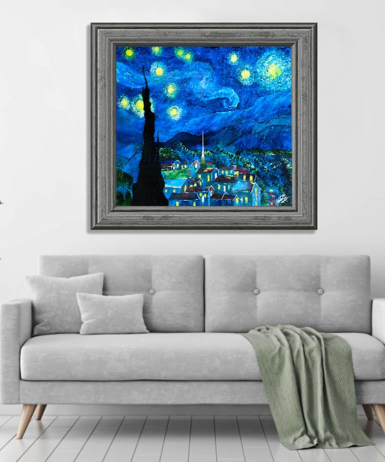 Original Abstract Landscape Painting by Qazi Shaharyar  Akhter