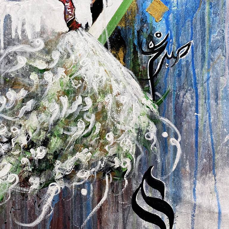 Original Art Deco Abstract Painting by Qazi Shaharyar  Akhter