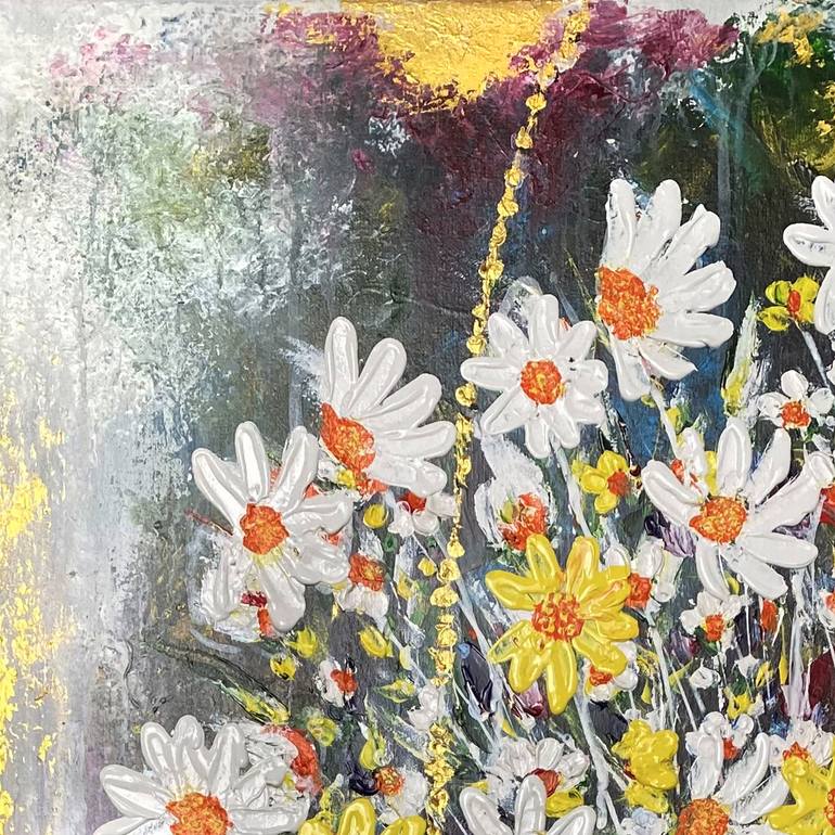 Original Abstract Floral Painting by Qazi Shaharyar  Akhter