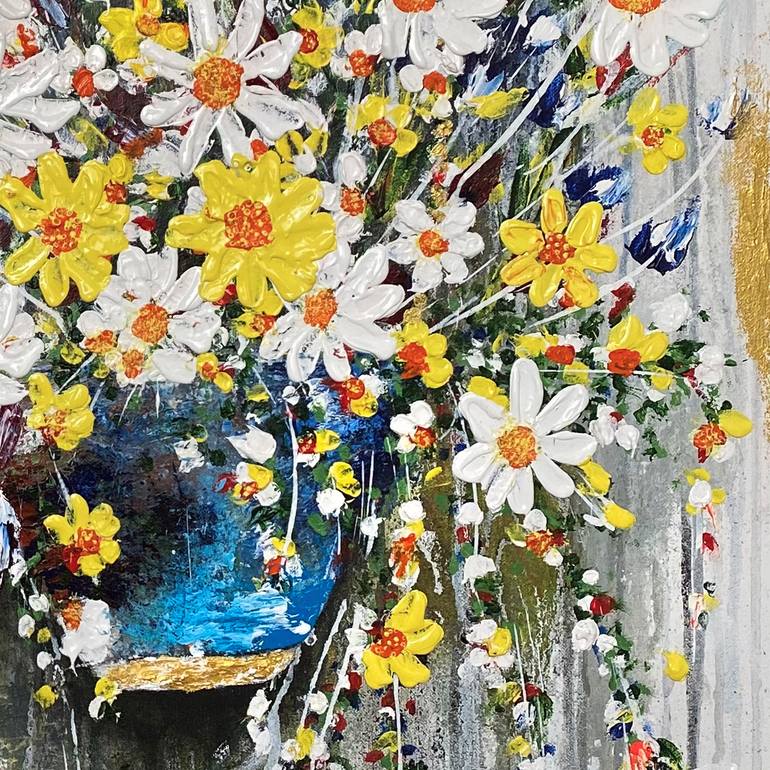 Original Abstract Floral Painting by Qazi Shaharyar  Akhter