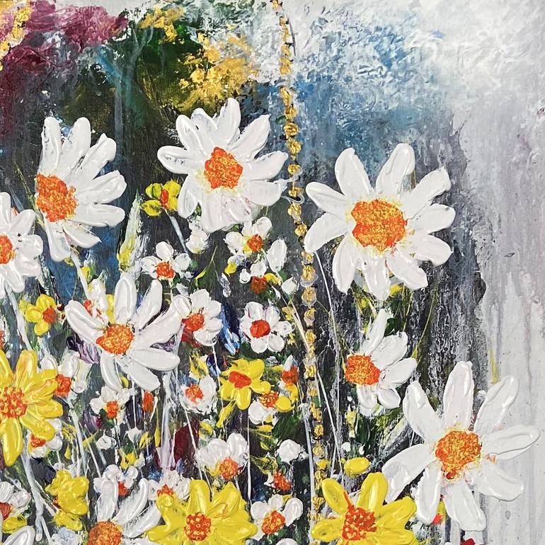 Original Abstract Floral Painting by Qazi Shaharyar  Akhter