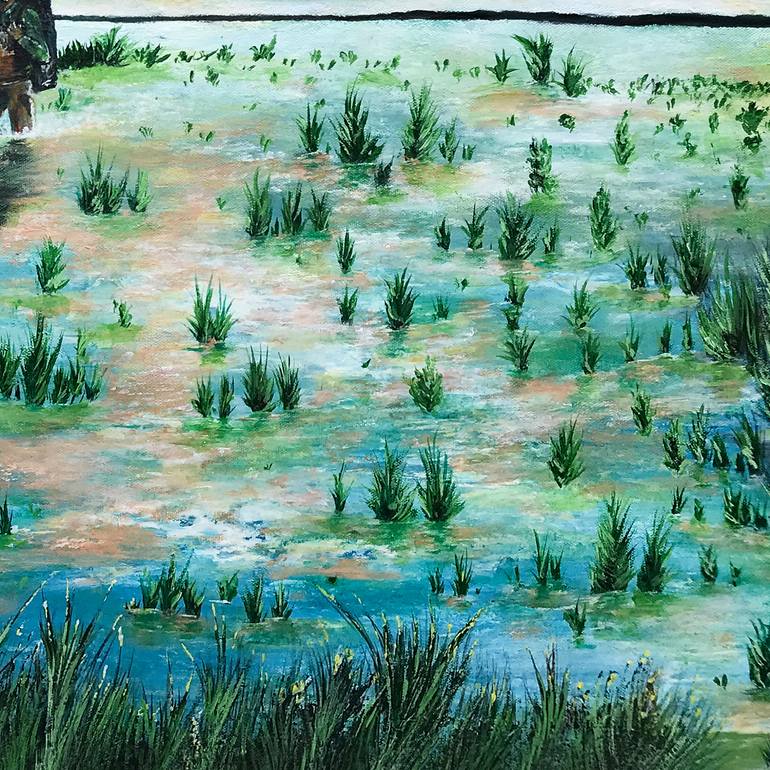 Original Art Deco Landscape Painting by Qazi Shaharyar  Akhter