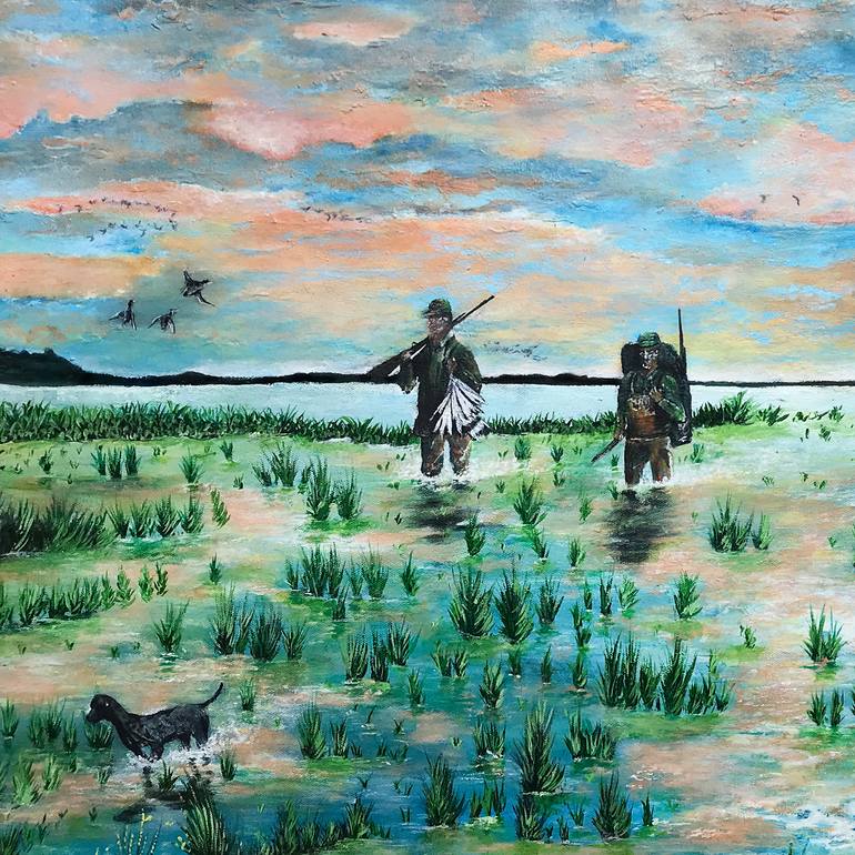 Original Art Deco Landscape Painting by Qazi Shaharyar  Akhter