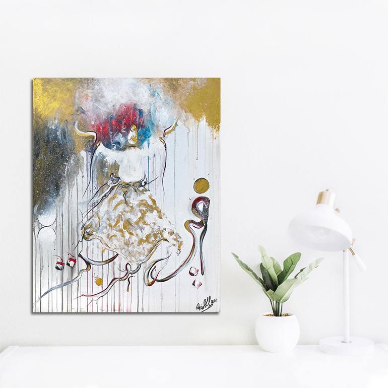 Original Abstract Calligraphy Painting by Qazi Shaharyar  Akhter